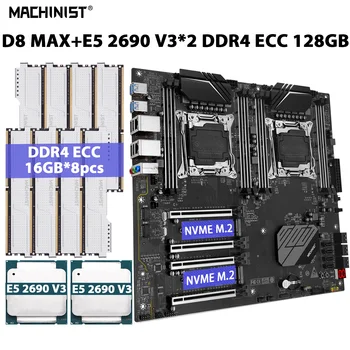 MACHINIST X99 D8 MAX Комплект дънната платка LGA 2011-3 Комплект процесора Xeon E5 2690 V3 CPU * 2 128 GB = 8шт * 16 GB ECC памет DDR4 RAM NVME M. 2