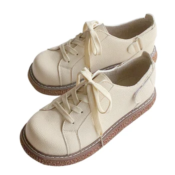 Mori art wind 2021 пролет и есен нови японски студентски единични обувки в стил ретро с равен брой гласове JK big head малки кожени обувки
