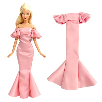 NK 1 бр., Розова бална рокля, облегающая облекло за парти, аксесоари за Барби кукли, модни дрехи с пищни ръкави за детски играчки, кукли 1/6 BJD