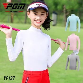 PGM Golf Детска Долната Риза От Ледената Коприна, Лятна Солнцезащитная Дрехи За Момичета, тениски С дълъг Ръкав, Дишаща YF137 на Едро