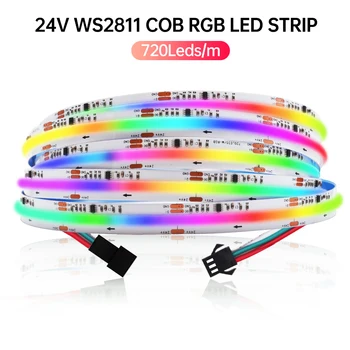 RGBIC Адресуемый COB LED Strip Light 12V 24V 720LEDs /m Dreamcolor RGB Лента Гони Лента WS2811 Висока Плътност САМ Веревочная Лампа