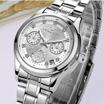 Sdotter луксозни Дамски механични часовници с автоматично датата, Автоматични часовници, Дамски механични часовници е от неръждаема стомана За жени, часовници Reloj