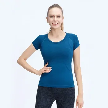 Swifty Tech 1.0 Безшевни тениски за йога, лятна дамска тънка спортна тениска, дишаща блуза за фитнес, съкратен топ с къс ръкав за тренировки