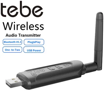 Tebe aptX/aptX HD/LL Bluetooth 5.3 Адаптер Аудиопередатчика Безжичен USB Музикален Ключ Подкрепа Микрофон за КОМПЮТЪР е Говорител, ТЕЛЕВИЗИЯ