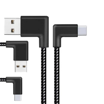 USB 2.0 zu Typ-C Kabel 90 Grad Stecker USB 3,1 Typ-C Schnelle Lade Datenkabel für alle Typ C Gerät Nylon Geflochtene Kabel