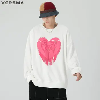 VERSMA Корея стилен Мъжки hoody оверсайз с принтом любов, пуловер за момчета и момичета, Американската градинска дрехи, двойка, hoody Kawaii, дамски hoody