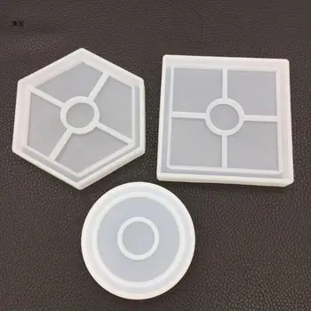 X5QE Практически силиконова форма с геометрични квадратна интериор, поставка за чаши, форми от смола