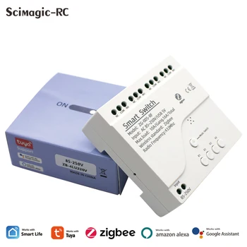 Zigbee 3,0 Портал 1CH RF Smart Switch 12V 24V AC DC WIFI Sasha Дистанционно Управление 433 Прекъсвач Светлина 10А Release самостоятелно блокиране