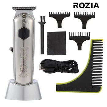 Акумулаторна батерия USB-машинка за подстригване на коса ROZIA, фризьорски салон LCD машина за подстригване на коса, Тример за оформяне на брада за мъже, инструментът за оформяне на косата