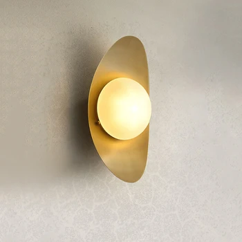 Американски Дизайн Креативен Yuanbao Желязо Art Wall Lamp-Light Луксозен Кабинет Самото Съвременно Изкуство Спалня Хотелски Коридор Златна Led Лампа