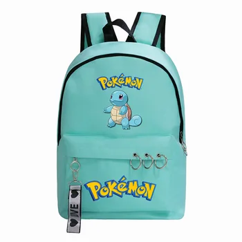 Аниме Pokemon серия Squirtle, раница за ученици, училищен раница с модерен принтом, пътна чанта-голям капацитет, мятно-зелена чанта от плат Оксфорд