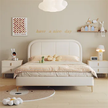 Бебешко легло, принцеси за момичета, модерна минималистичная твърдо легло на малкия размер на 1,5 м, детска стая лукс