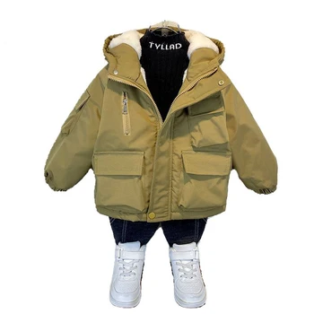 Бебешко яке за момчетата на есен-зима от 3 до 12 години, топло, модерно детско палто с качулка, връхни дрехи с цип, подарък за рожден ден, детски дрехи