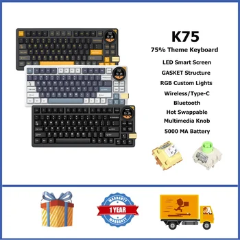 Безжична ръчна клавиатура FEKER K75 75% Мултифункционален дисплей RGB с възможност за гореща замяна на потребителската клавиатура