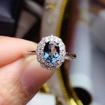 Бижута CoLife, 100% истинско Лондонската пръстен с топаз за ежедневието, сребърен пръстен с топаз 5*7 мм, Модерен пръстен със скъпоценния камък