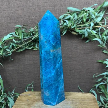 Благородна Синя апатитовая точка Заздравяване Кристален каменна кула Рейки Енергийна пръчка за домашен декор