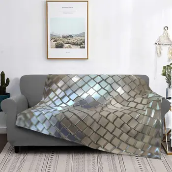 Блестящи Сребърни одеяла с шарките на диско-топка, мек вълнен плат принт ретро стил 70-те, Джобно Супер Топло Покривки за легла, мека мебел, легла