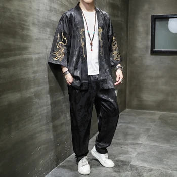 Бродерия Кимоно Daopao Халат Костюм Плюс Размер M-4XL 5XL Годишната Традиционна Китайска Облекло В Стил Ориент Tang Hanfu Комплекти за Мъже