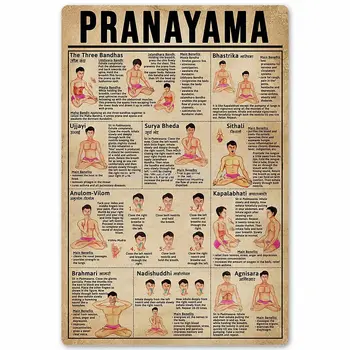 Видове Йога, Пранаяма Плакати Декор на стените Художествена печат на Плакат Декор Научни знания Ретро Декор на банята 8x12 см