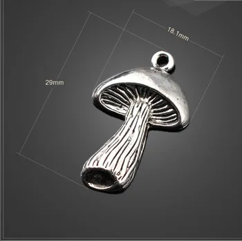 Високо качество, 20 бр/лот, 29 мм * 18,1 mm, античен посеребренный метален ключодържател във формата на гъба за бижута със собствените си ръце