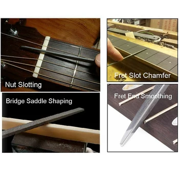 Висококачествен файл за fretboard, инструменти за ремонт на китара, устойчива на плъзгане резба за формиране на китара, ръчно набиране, Метал, Гума
