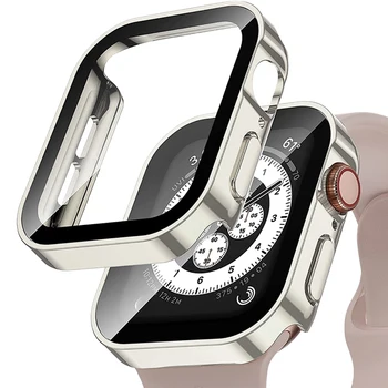 Водоустойчив Калъф за Apple Watch SE 9 8 7 6 4 44 мм 40 мм 45 мм 41 мм Предпазно стъкло с Прави Ръбове + Капак iWatch ultra 2 49 мм