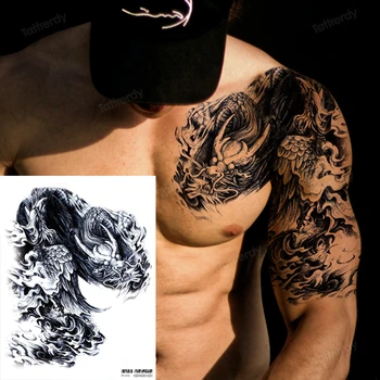 Временни татуировки за мъже Татуировка на рамото големите гърди на Боди арт, Сексуална стикер с татуировка Водоустойчив татуировка Фалшив фигура за грим момчета