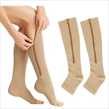 Высокоэластичные компресия чорапи унисекс с цип, Професионални чорапи за защита на краката, Дышащее быстросохнущее бельо за циркулация на