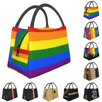 Гей-гордост на ЛГБТ С розови флага, чанта за обяд, Херметически изолиран охладител, термос за обяд За жени, детски училищни чанти за пикник
