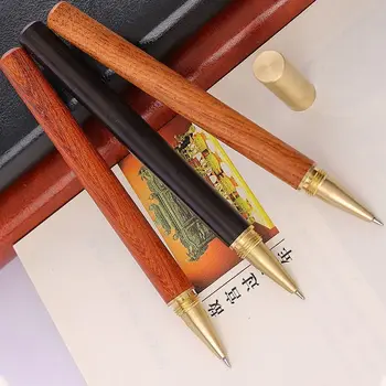 Гел писалка с дървен корпус, реколта канцелярская бързосъхнеща химикалка химикалка с черно мастило 0,5 мм, подарък химикалка за подпис