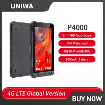 Глобалната версия на UNIWA P4000 Здрав Таблет IP67 Водоустойчив 10-инчов FHD 3 GB + 32 GB / 4 GB + 64 GB 13 MP 8000 ма 4G Android Tablet PC NFC