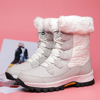 Дамски класически зимни ботуши, зимни топло ръчно изработени обувки, обувки на платформа, дамски обувки, ботильоны, размер 42, обувки