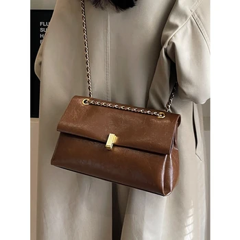 Дамски модни чанти през рамо Stachels хлебна изкуствена кожа, ежедневна чанта през рамо на веригата за пътуване до работа, женска чанта-месинджър голям капацитет