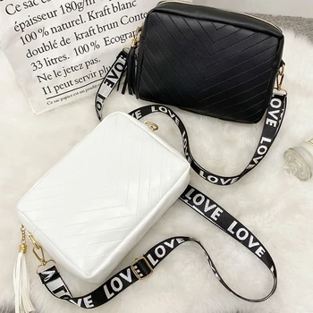 Дамски чанта през рамо с пискюл и релефни, проста квадратна чанта, ежедневни малка чанта-месинджър, портфейл, клатч, луксозна чанта, портфейл
