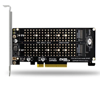 Двухдисковая карта на PCI-E X8 X16 NVME M. 2 MKEY SSD Адаптер за разширяване на RAID-масив на дънната Платка е PCI-E 3.0 4.0
