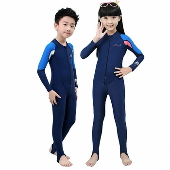 Детски бански UPF50 + за гмуркане, гмуркане с шнорхел, сърф, водни спортове, Неопрен, UV-слънцезащитен крем, бански костюми-Рашгардов с ликра за гмуркане