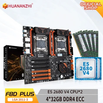 Дънна платка HUANANZHI X99 F8D PLUS LGA 2011-3 XEON X99 с процесор Intel E5 2680 V4 * 2 и комбиниран комплект памет от 4 * 32G DDR4 RECC
