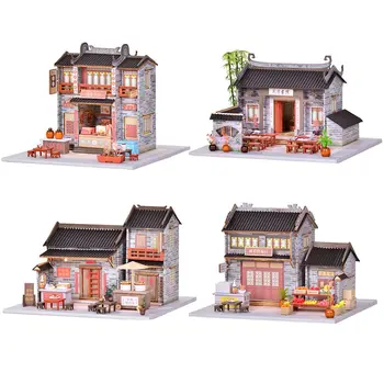 Дървени куклени къщи със собствените си ръце, плодов магазин, комплекти за сглобяване Casa Mniature с мебели, търговия куклена къща за възрастни, подаръци