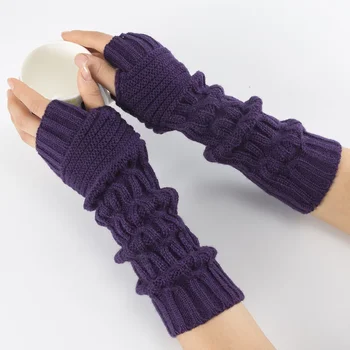 Есенно-зимни ръкавици с дълги пръсти, дамски ръкавици, изолацията за ръце, вязаный ръкав, Модни и Ежедневни дрехи за момичета, ръкавици в стил пънк-готик