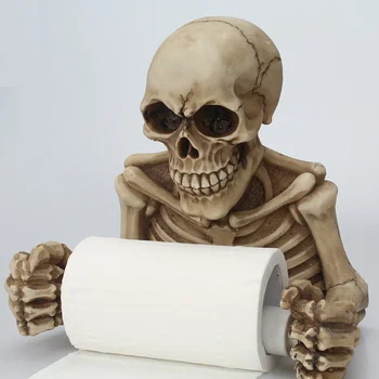 Естетичен за Хелоуин стенен скелет, хартиена кърпа за лице, притежател на ролка хартия, смола, интериор на всекидневна, баня, спалня