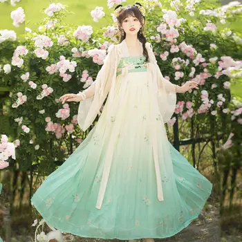 Жена китайското рокля Hanfu, Древни Традиционни Бродирани Комплекти Hanfu, Кралят костюм на фея за cosplay, танцово рокля на династията Тан