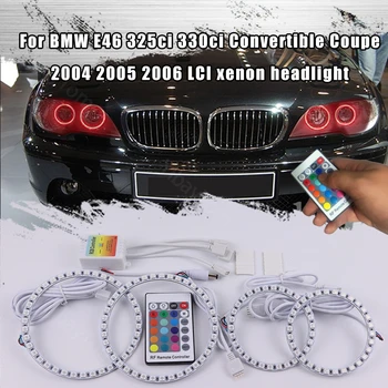 За BMW E46 2004-2006 ИРТ на Ксенон Фаровете Дневни Светлини DRL Angel Eyes LED RGB Многоцветен Фаровете Halo Ring Kit