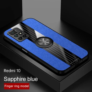За Redmi 10 Калъф Плат Структурата На Тъканите Твърда Делото Мека Рамка Пръстен На Притежателя Калъф За Телефон Xiaomi Redmi 10 Redmi10 Prime 2022