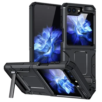За Samsung Galaxy Z Flip 5 Case Двуслойни Здрав Защитен калъф за Samsung Galaxy Z Flip5 устойчив на удари Калъф със Стойка