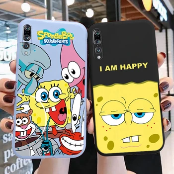 Забавен Cartoony Spongebob Squarepants Калъф За Телефон Huawei P20 Pro Patrick Star Squidward Пипала Силиконови Калъфи За Мека Корица