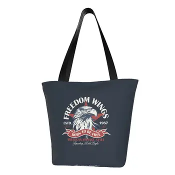 Забавна чанта-тоут с американския белоголовым орланом, миещи холщовые чанти за пазаруване през рамо
