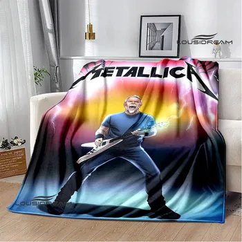 Завивки с принтом в ретро стил рок-група M-Metallicas, Фланелевое топло одеяло, Меко и приятно одеяла, Пътнически одеяла, спално накладки, подарък за рожден ден