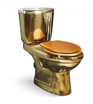 злато керамичен моноблок за тоалетна от две части златна тоалетна чиния за баня