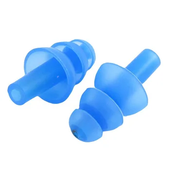 Изгодна чифт гъвкави силиконови затычек за уши за гмуркане с акваланг Earplug син цвят