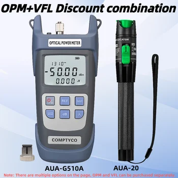 Измерване на оптична мощност (OPM -50 ~ + 26 dbm) и визуален локатор на неизправности (20/1/10/30/50 Mw VFL) Набор от инструменти за тестване на оптичен кабел FTTH (по избор)